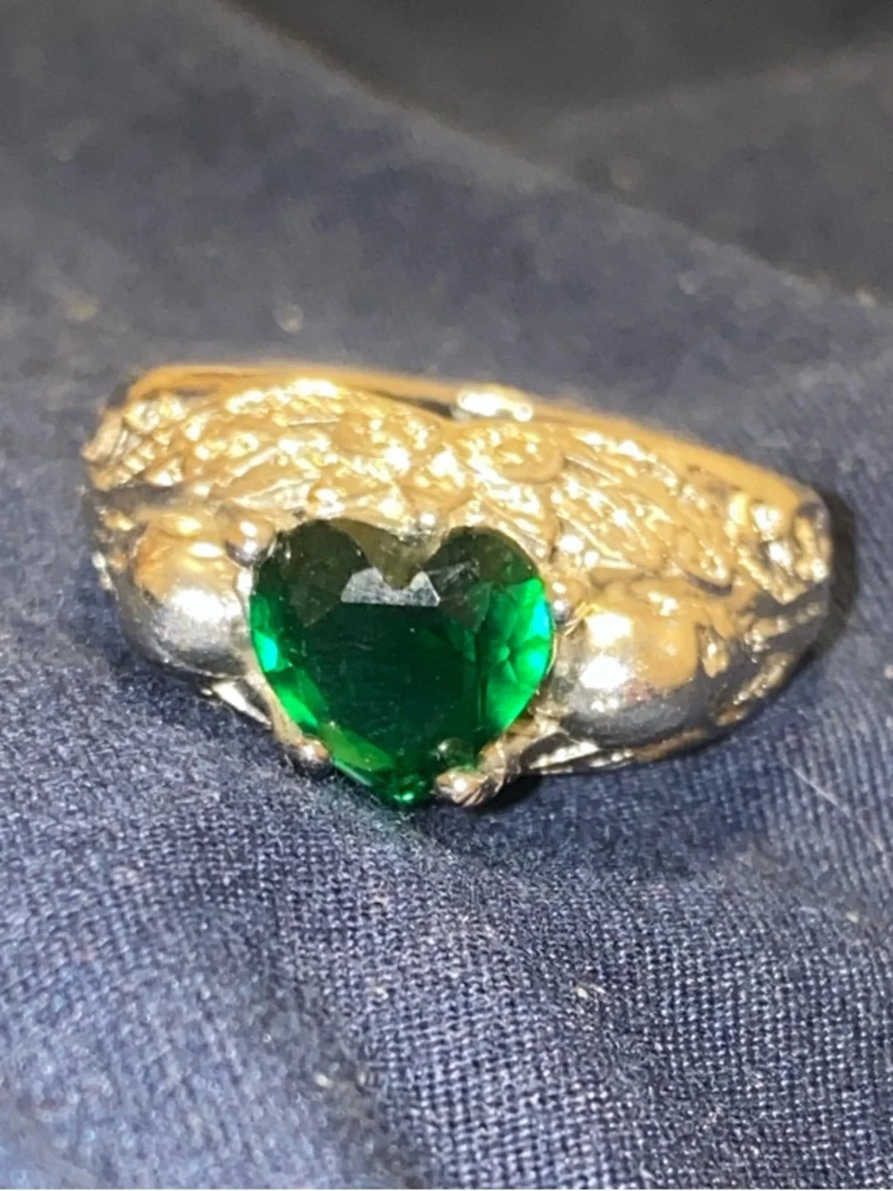 Heart-Cut Green Gemstone Statement Ring for Women
